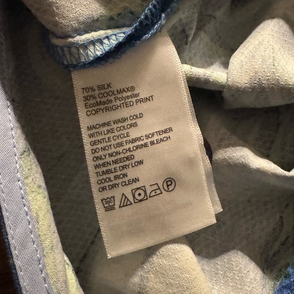 Tommy Bahama Med Button Down Silk Blue Palm Leaf Camp Shirt Men Short Sleeve - Picture 3 of 8